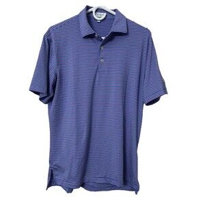 Peter Millar Golf Polo Shirt Men's Small Purple Blue Stripes Summer Comfort